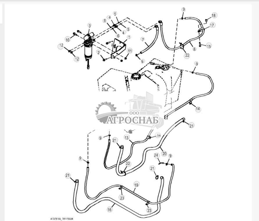 Топл. фильтр и трубопр. (Engine 4045HT054, 4045HT072, 4045HT086, 4045HT087-) (272373 